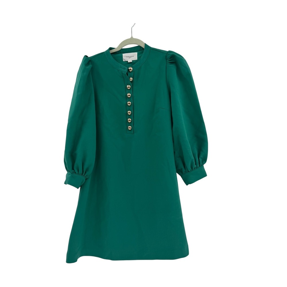 Tuckernuck Green Samantha Mini Dress Holiday Gold Buttons Size Small